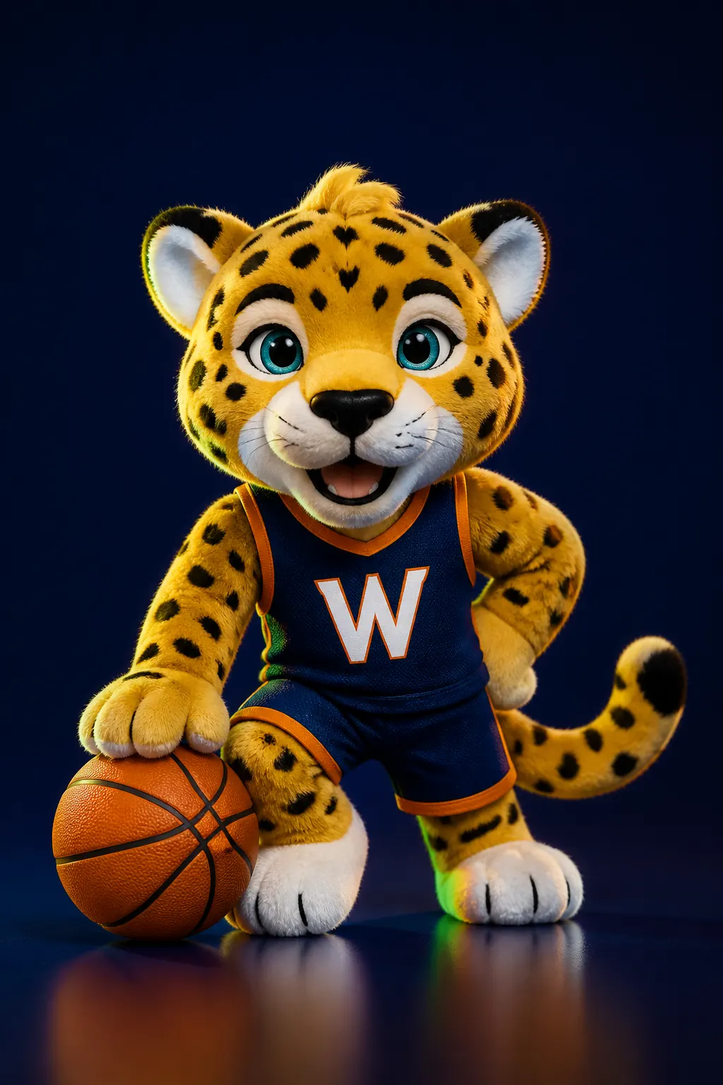 Kanda, mascota jaguar de peluche de Wakanda Basketball Club